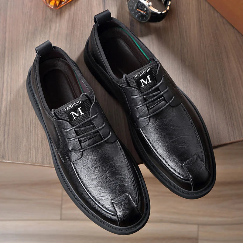 Autumn New Business Men's Casual Shoes Walking Male GENUINE LEATHER Fashionable shose Men Lace Up Breathable 2022 Summer