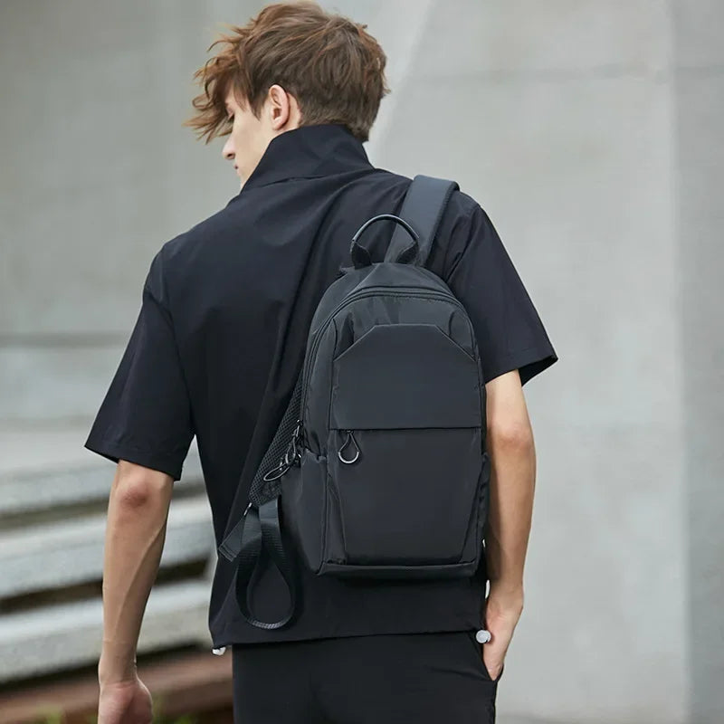 Small Men's Backpacks Sports Outdoor Man School Bag Fashion Oxford Cloth Mini Travel Shoulder Bags for Male 2023 Black Rucksack