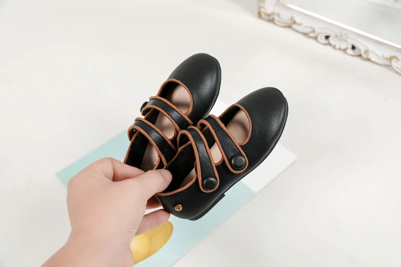 AS New Kids Shoes Children Leather Shoes Baby Girls Shoes Toddler Fashion Brown Flats Boys Moccasin Slip On Loafers Mary Jane