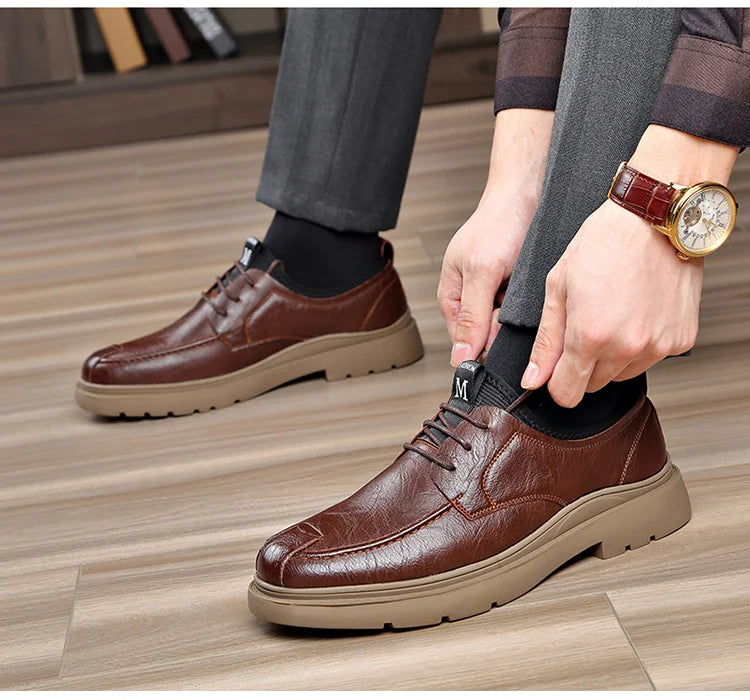 Autumn New Business Men's Casual Shoes Walking Male GENUINE LEATHER Fashionable shose Men Lace Up Breathable 2022 Summer