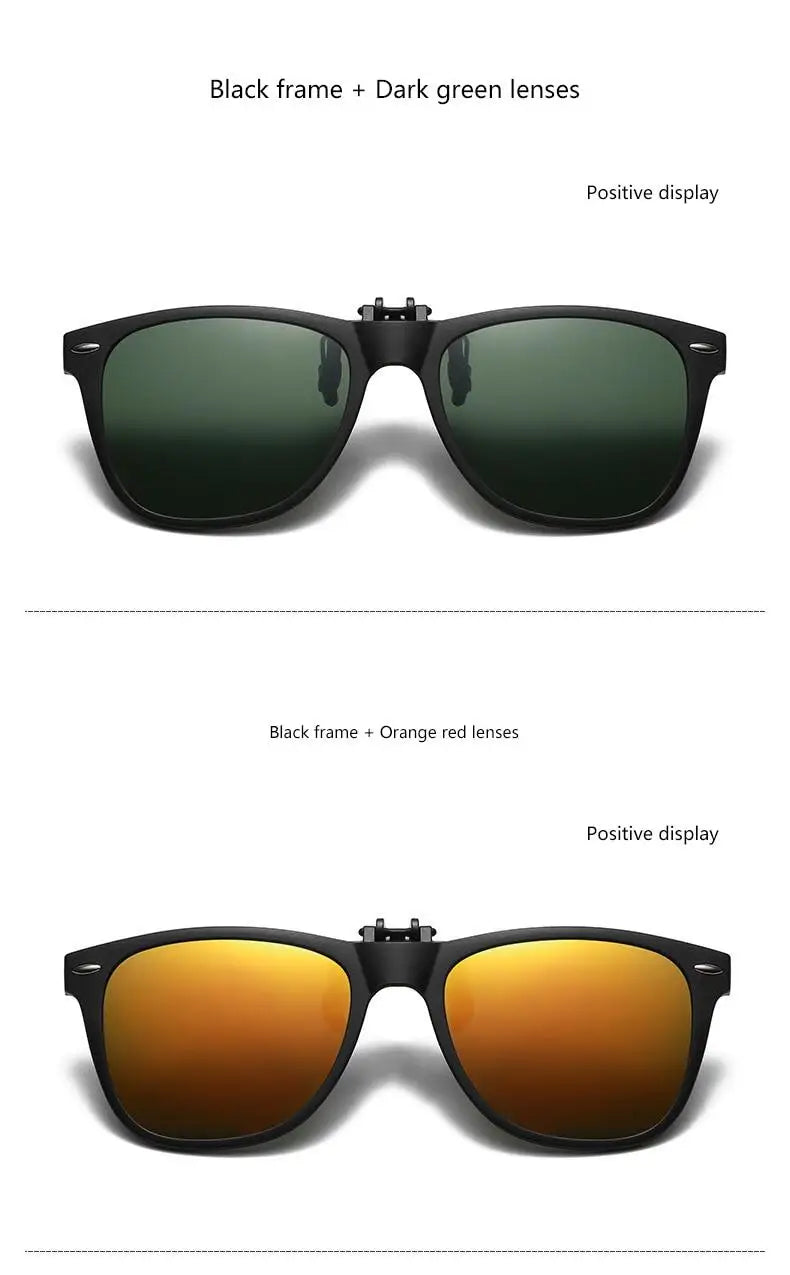 TR90 Polarized Clip On Sunglasses For Men Women Flip Up Photochromic Sunglasses Night Vision Driving Glasses