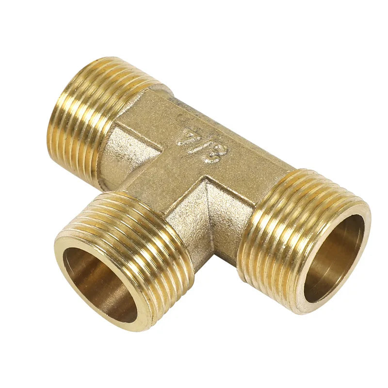 Pneumatic Plumbing Brass Pipe Fitting Male/Female Thread 1/8" 1/4" 3/8" 1/2" BSP Tee Type Copper Fittings Water Oil Gas Adapter