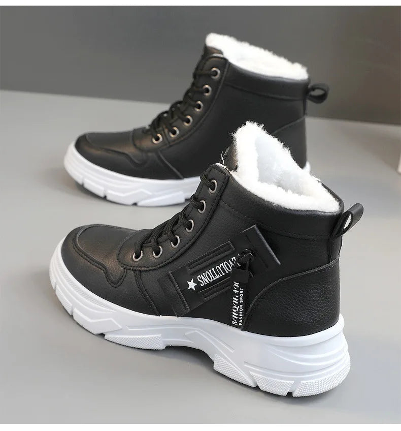 2023 New Winter Thick-soled Women Sneakers Warm Plus Velvet Cotton Shoes Large Size 42 Height-increasing Platform Women's Shoes