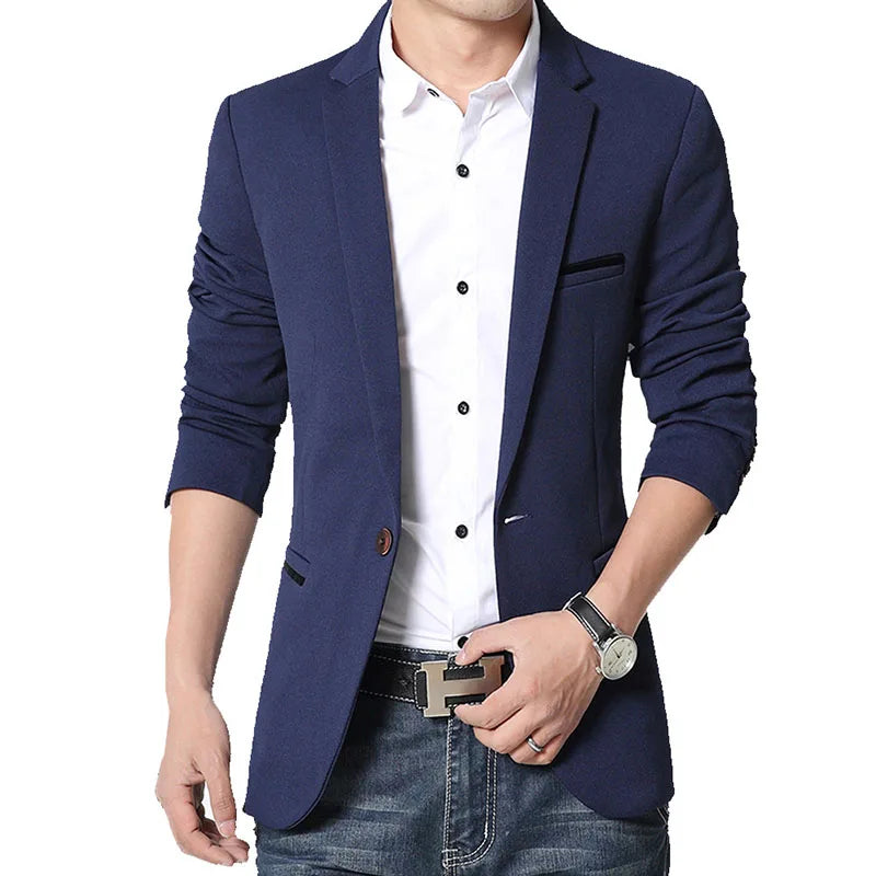 5XL-M Brand Mens Casual Blazers Spring Autumn Fashion Slim Fit Suit Jacket Single Breasted Business Office Social Blazers Hommes