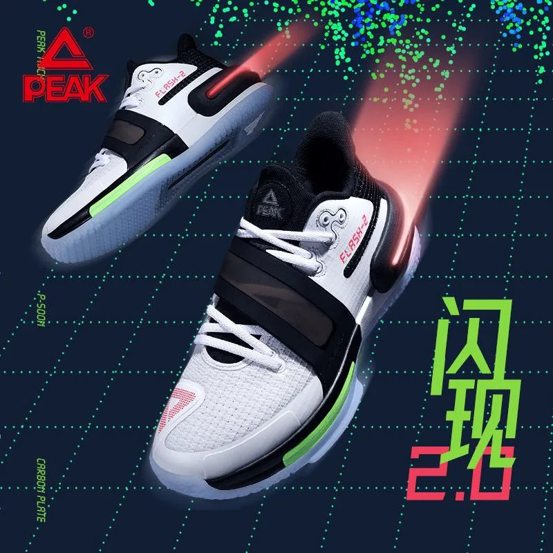 PEAK Extremely Flashes 2nd Generation Basketball Shoes Low Top Combat Men's Shoes Breathable Anti Slip Durable Sports Shoes