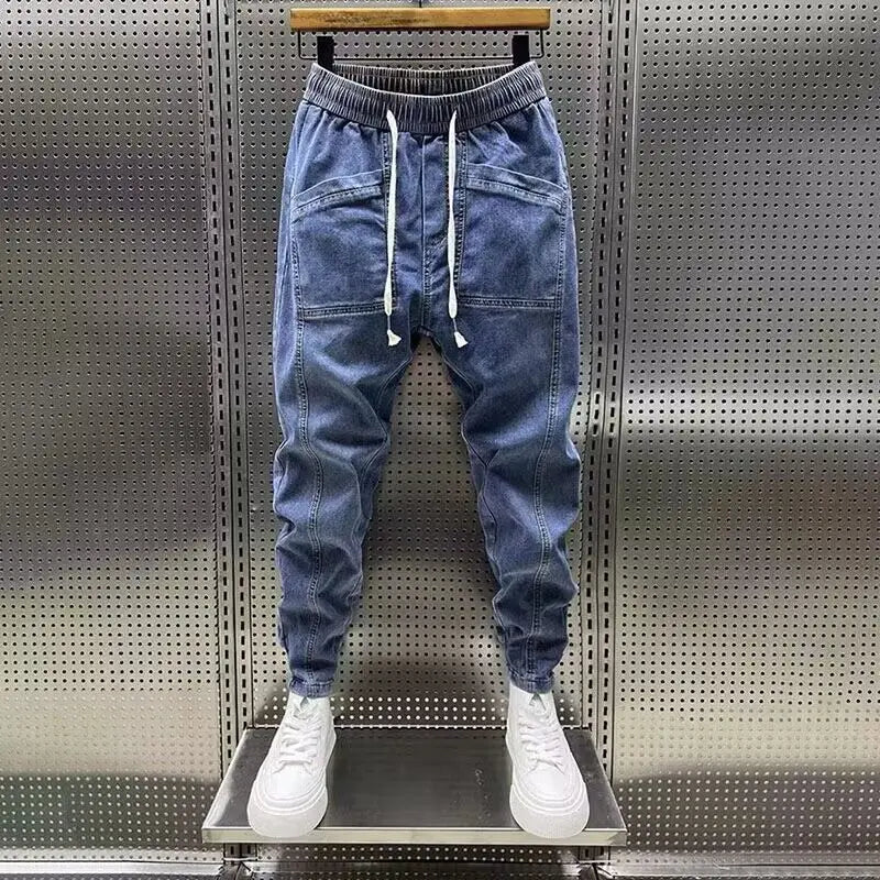 Fashion 2024 New Spring Autumn Loose Men's Drawstring Polar Big Boy Jeans Denim Jeans Casual Elastic Waist Yk2 Streetwear Pants