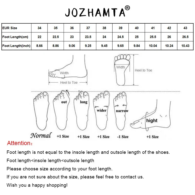 JOZHAMTA Size 36-43 Women High Heels Sneakers Casual Platform Leather Breath Mesh Tennis Athletic Shoes For Woman Lace Up 2025