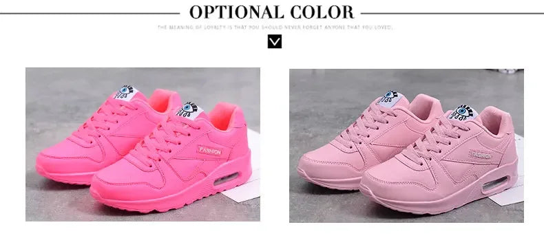 Women Fashion Sneakers Air Cushion Sports Shoes Pu Leather Blue Shoes White Pink Outdoor Walking Jogging Shoes Female Trainers