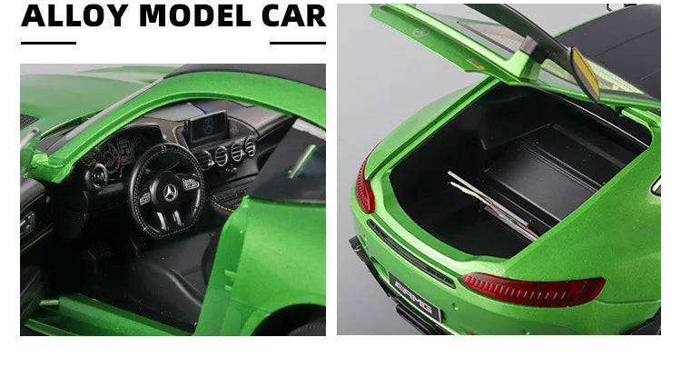 Large 1/18 Mercedes Benz AMG Gtr Model Car Metal Diecasts Vehicle Collectable Hobbies Sound & Light Miniature Toy For Boys Child