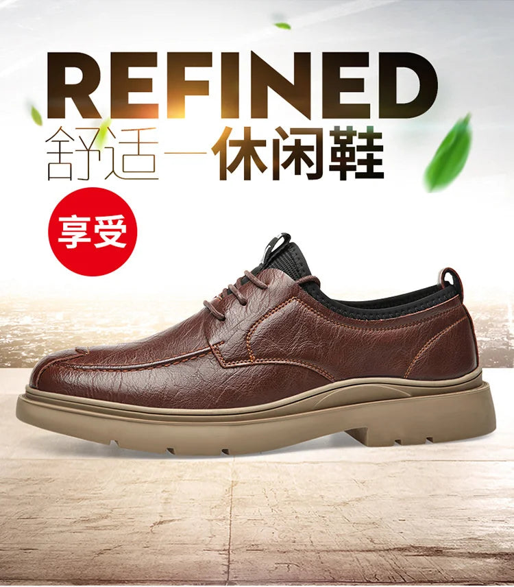 Autumn New Business Men's Casual Shoes Walking Male GENUINE LEATHER Fashionable shose Men Lace Up Breathable 2022 Summer