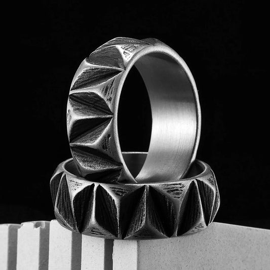 Minimalism Retro Geometric Cuts Men Rings Stainless Steel Punk Rock Designer Women Jewelry Fashion Accessories Gift Wholesale