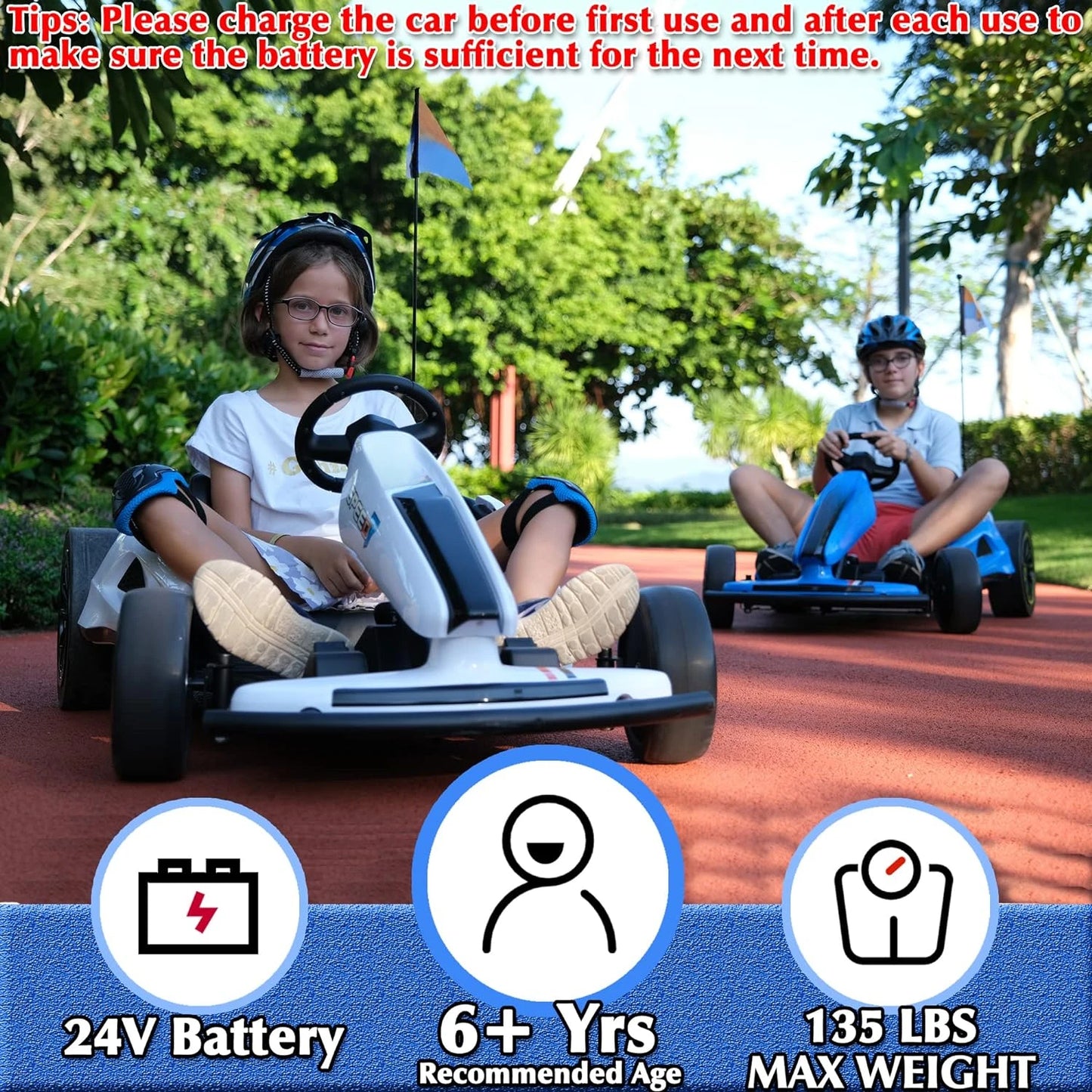 Sopbost Electric 24V Battery Powered Pedal Go Karts for 6+ Kids Adults Ride on Car Electric Vehicle Car Racing Drift Car