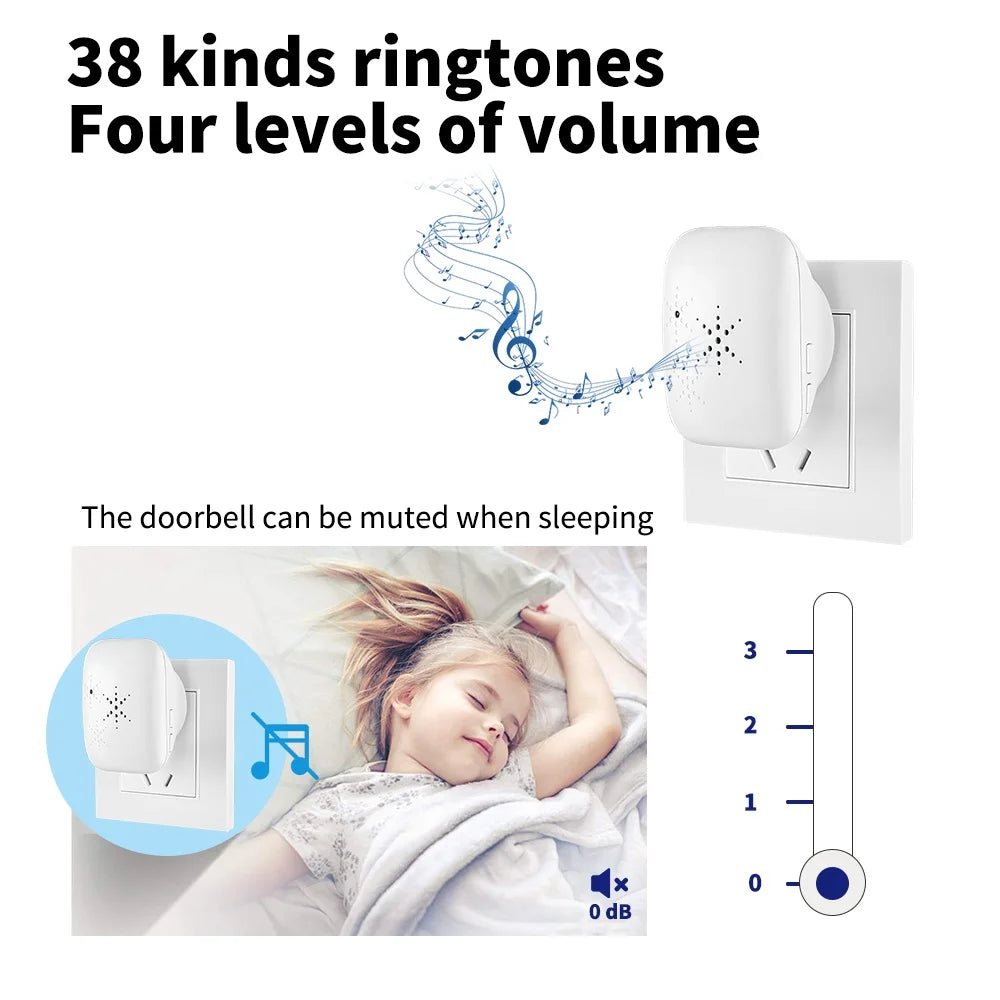 RF433MHz No Battery Homehold Wireless Self-Powered Waterproof Door Bell 150M Range Large Volume Remote Control Kinetic Doorbell