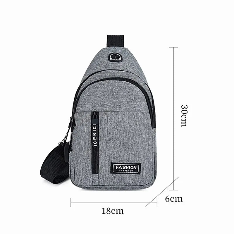 Business Men's Chest Bag Shoulder Messenger Bag Casual Canvas Travel Bag Waist Bag Multifunctional Waterproof Storage Bag