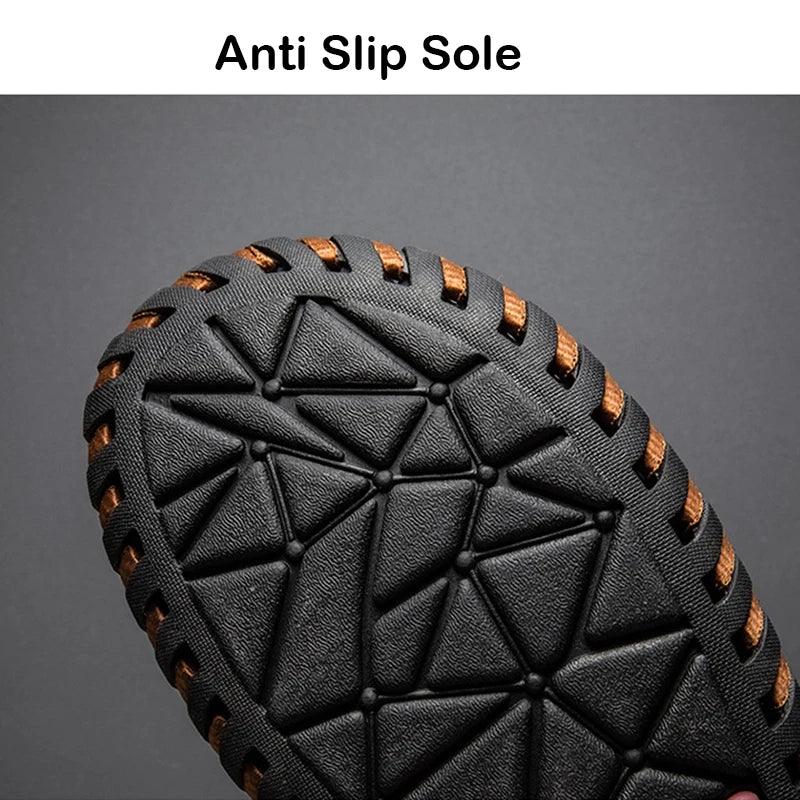 Summer Handmade Slippers for Men Soft Sole Casual Beach Sandals Sole Leather Shoes Tracing Dual purpose Large Size Men's shose