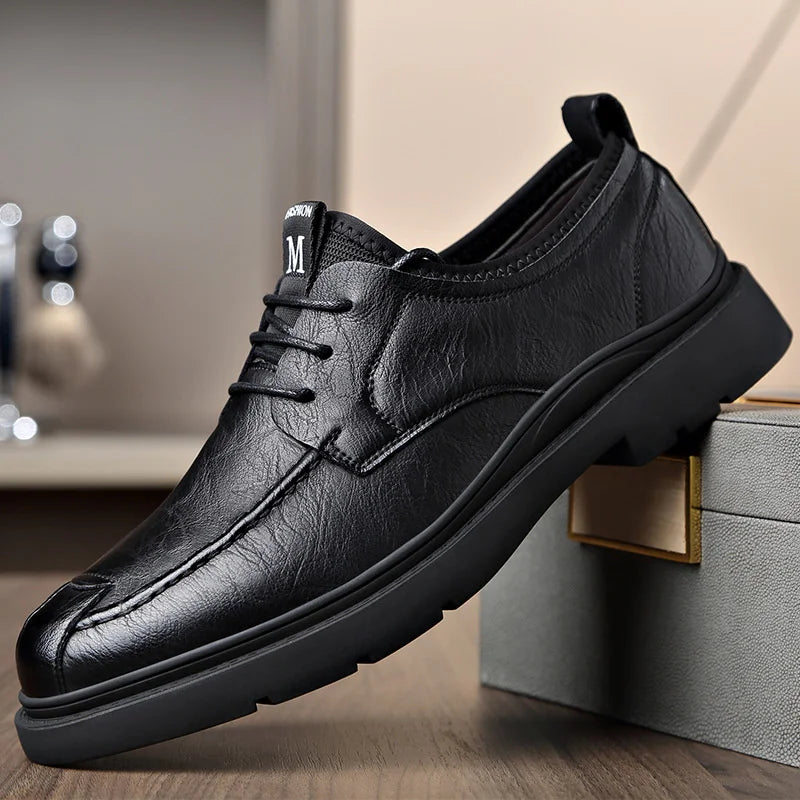 Autumn New Business Men's Casual Shoes Walking Male GENUINE LEATHER Fashionable shose Men Lace Up Breathable 2022 Summer