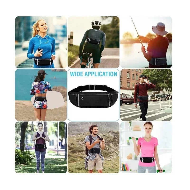 Waterproof Lightweight Reflective Strip Waist Fanny Pack Gym Sports Running Waist Bag Adjustable Elastic Straps