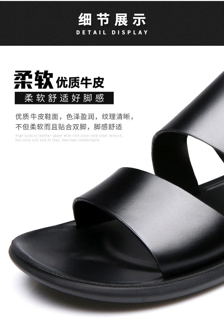 New Dad Sandals Summer 2023 Slippers Dual Soft Sole Versatile Casual Leather Sandal Shose Men Fashion Outdoor Adult Slip On