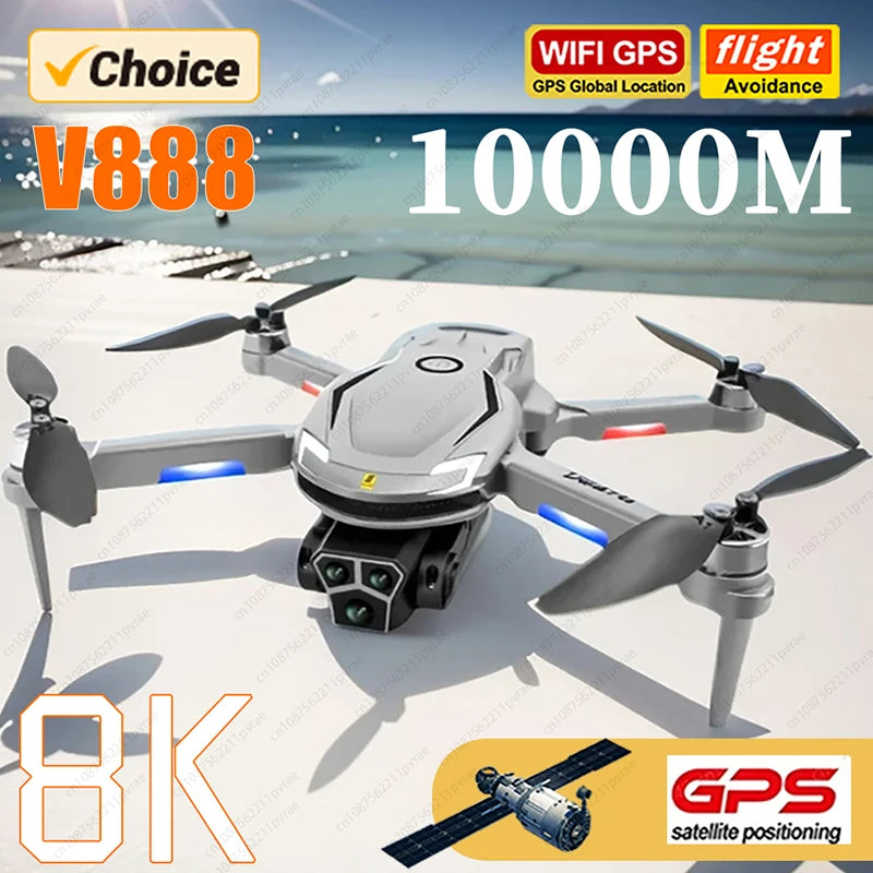 New Sale V888 Drone 8K Professional HD Aerial Photography 5G GPS Remote Control Aircraft Hd Dual Camera Toy Quadcopter 10000M