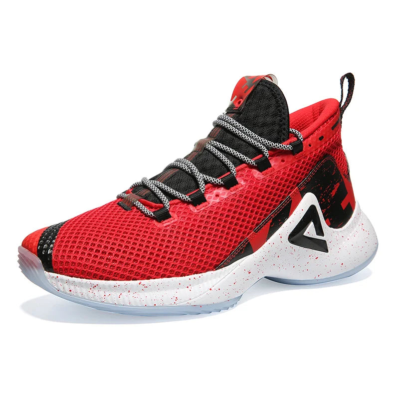 PEAK Men Basketball Sneakers P-MOTIVE Breathable Cushion Sports Shoes Outdoor Wearable Non-slip Athlete Sport Shoes EW02071A