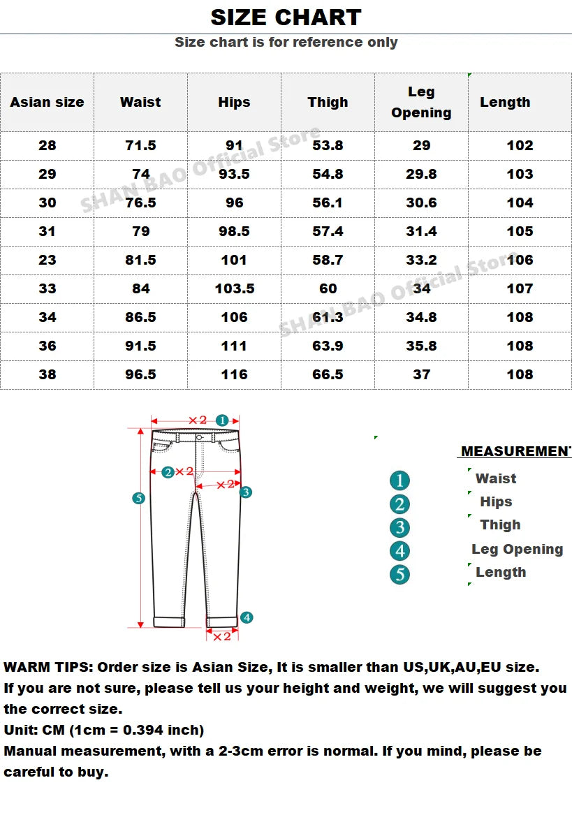 SHAN BAO Men's White Jeans 2022 Spring Summer Brand Clothing Cotton Elastic Comfortable Business Casual Lightweight Slim Jeans