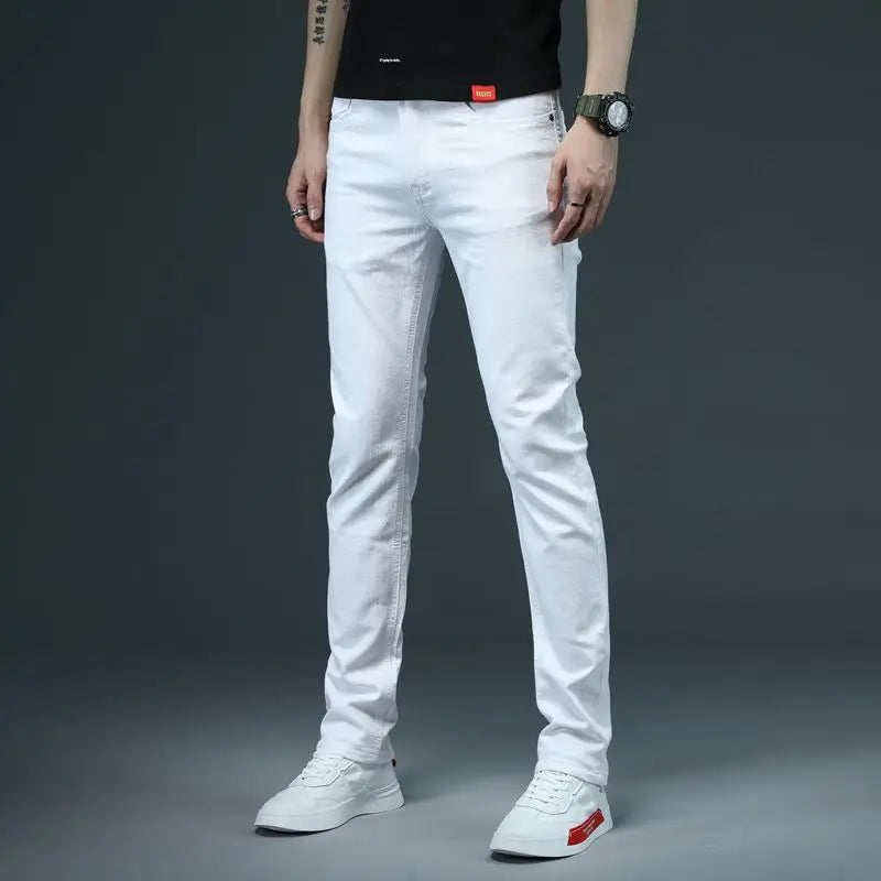 7 Styles 2022 New Men's White Slim Jeans Advanced Stretch Skinny Jeans Embroidery Decoration Denim Trousers Male Brand Clothes