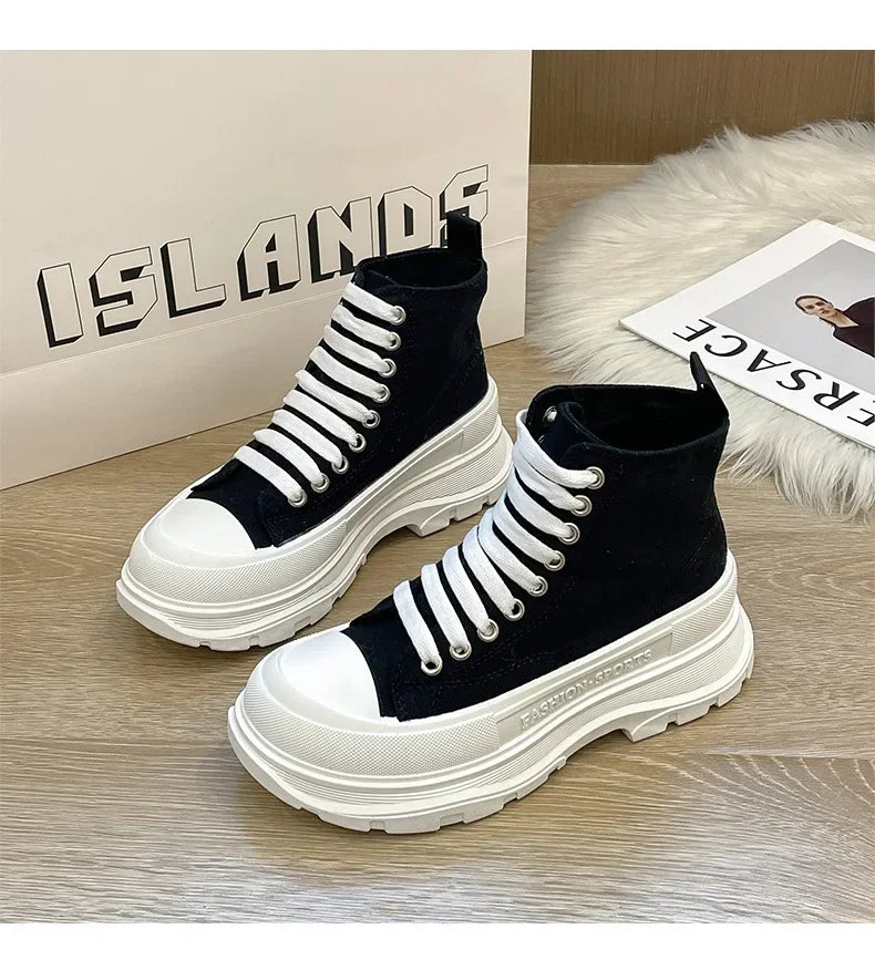 Hip Hop Platform Women's Shoes Models 2024 High Top Shoes Big Size Long Boots Sneakers Sports Athlete High-tech Shoses