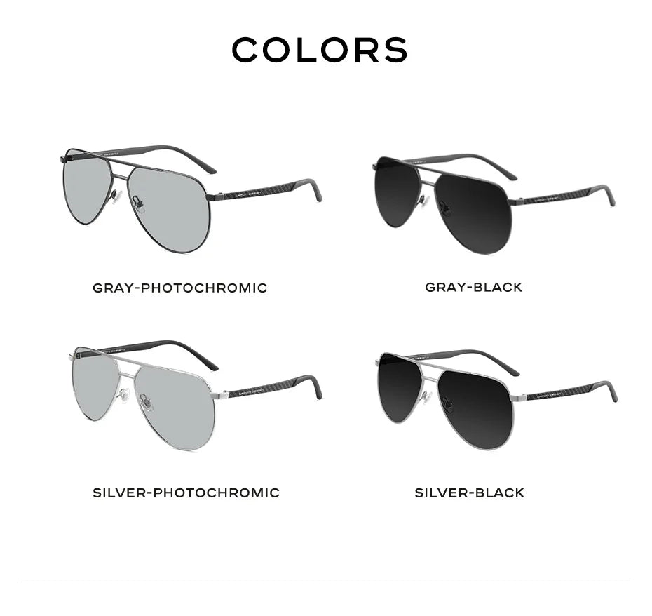 CAPONI Pilot Style Sun Glasses Polarized UV400 Brand Design Light Eyewear Driving Alloy Carbon Fiber Sunglasses For Men BS23862