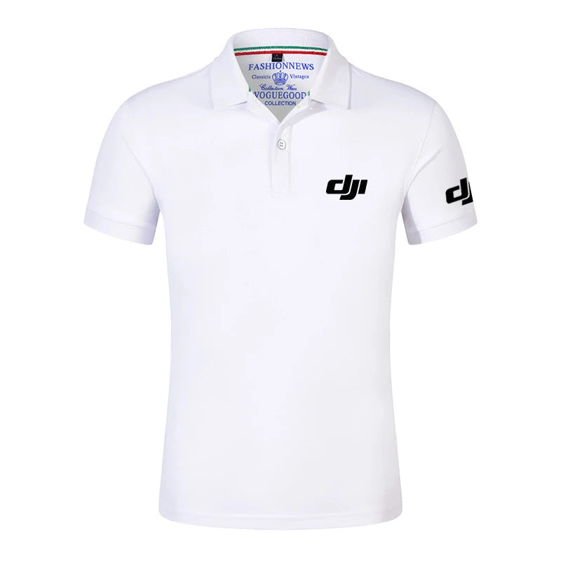 New Dji Professional Pilot Drone Men's New Summer Hot Breathable Polo Shirts Printing Short Sleeve Comfortable Tops