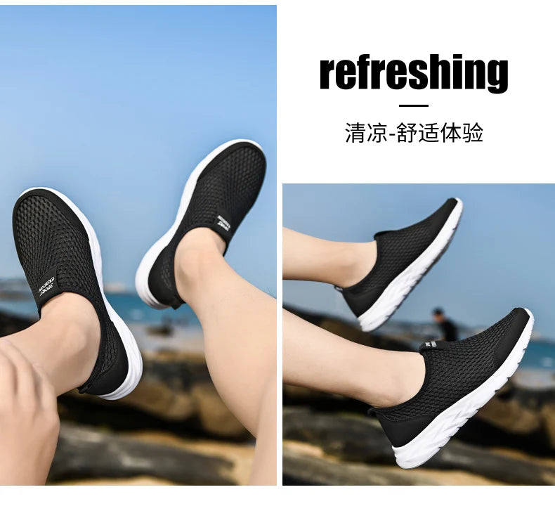 New Men's Shoes Water Running Breathable Mesh Men's Outdoor Beach Swimming Barefoot Flat Bottom Summer Sports Shoes