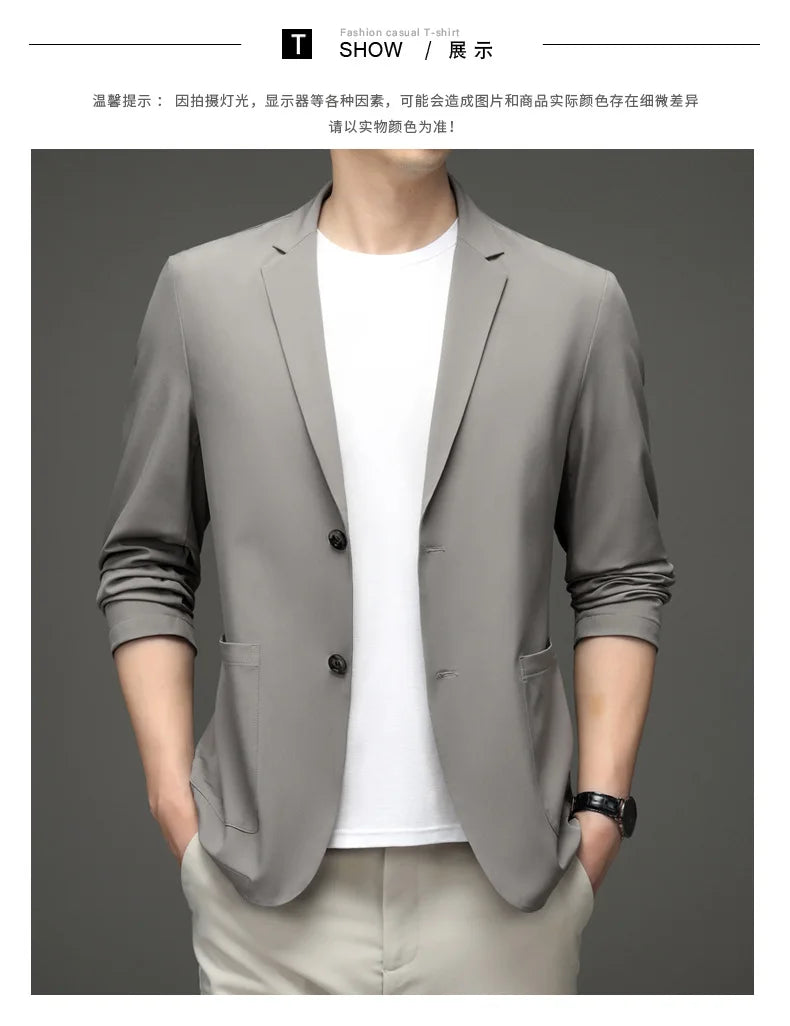 Chic & Sleek: Summer Slim-Fit Casual Suit Jacket for Fashion-Forward Style - Thin for Summer,UV Protection，Business Leisure