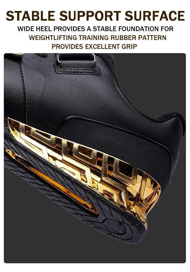 New Hook Loop Gym Weight Lifting Boots for Men Women Athletic Golden Sliver Deep Squat Shoes Balance Pro Fitness Sneakers