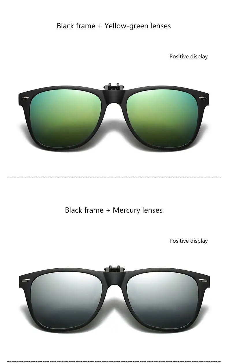 TR90 Polarized Clip On Sunglasses For Men Women Flip Up Photochromic Sunglasses Night Vision Driving Glasses