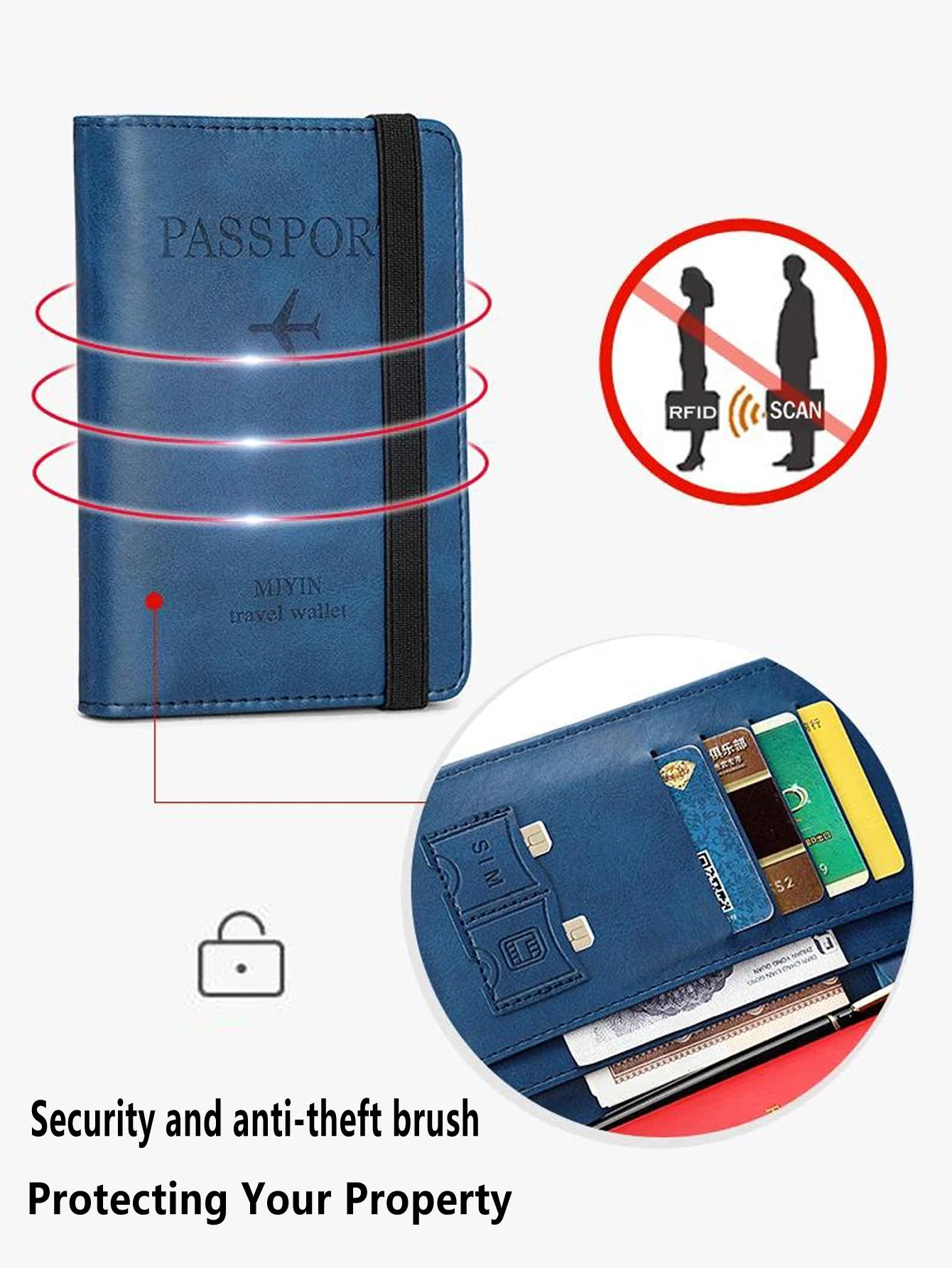 RFID Retro Passport Set PU Leather Credit Card Holder Vaccine ID Window Card Set Passport Bag Men's and Women'sTravelAccessories