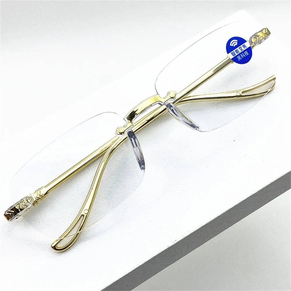 High-grade Presbyopes Anti-blue Light HD Presbyopia Glasses Frameless Ultra-light Magnifying Reading Glasses for Women