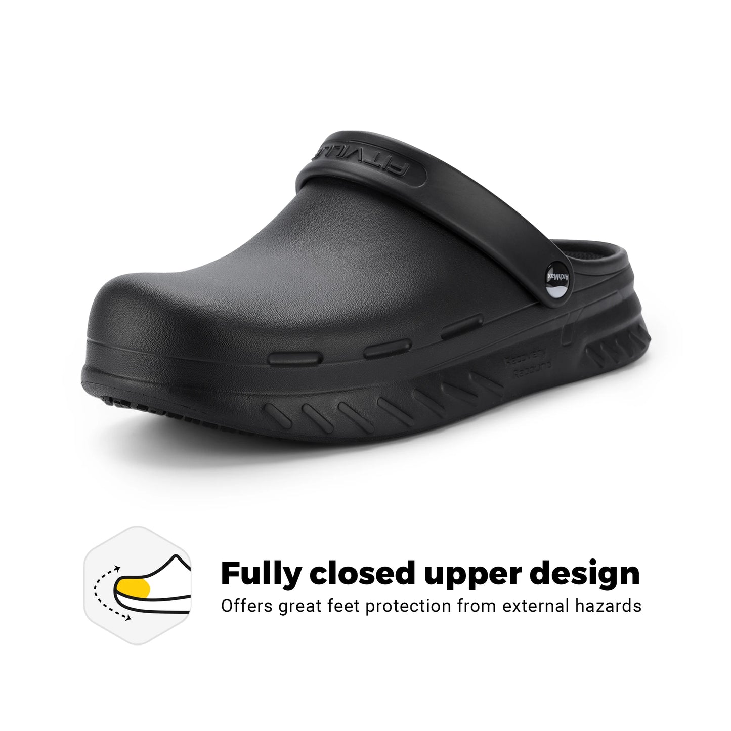 FitVille Men's Chef Shoes Garden Shoes Wide Design Slip Resistant Work Sandals for Food Service Waterproof with Arch Support