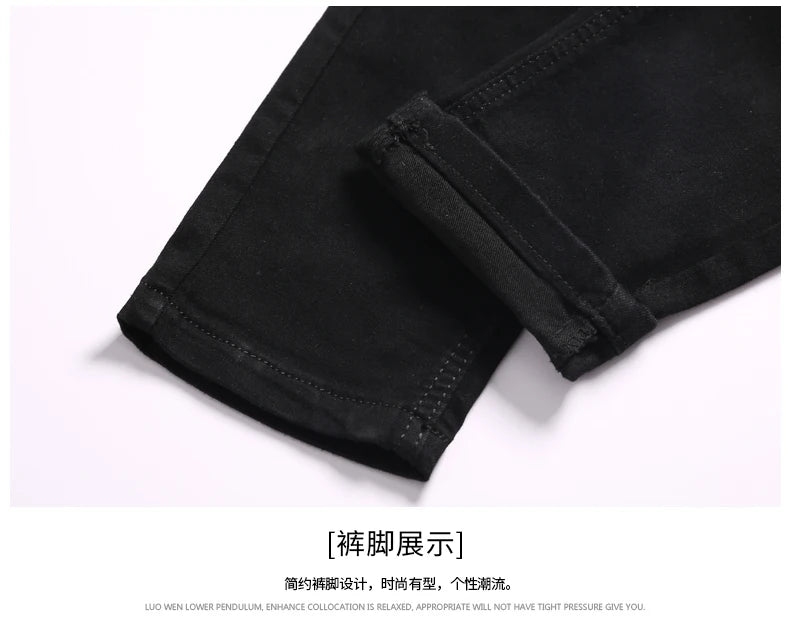 2024 spring New style Men's Skinny Jeans Fashion Casual Elastic Cotton Slim fit Denim Pants high quality Comfortable jeans men