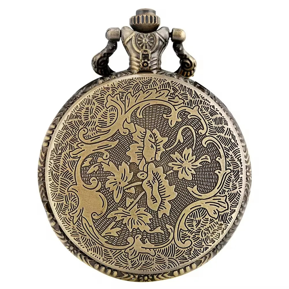 Antique Style Retro Pendant Necklace Chain Clock Bronze Truck Vintage Steampunk Quartz Pocket Watch For Men