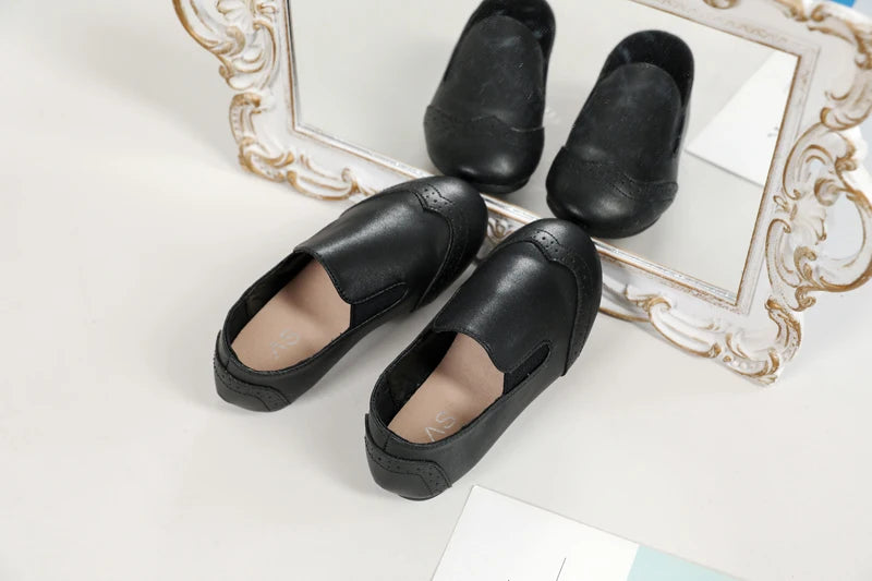 AS New Kids Shoes Children Leather Shoes Baby Girls Shoes Toddler Fashion Brown Flats Boys Moccasin Slip On Loafers Mary Jane