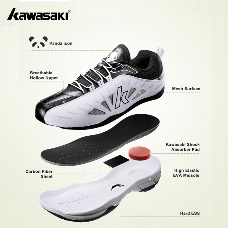 Kawasaki 2024 PANDA Badminton Shoes Professional Carbon Fiber Board Shock Absorption Men's Sneakers Women's Sports Shoes B3327