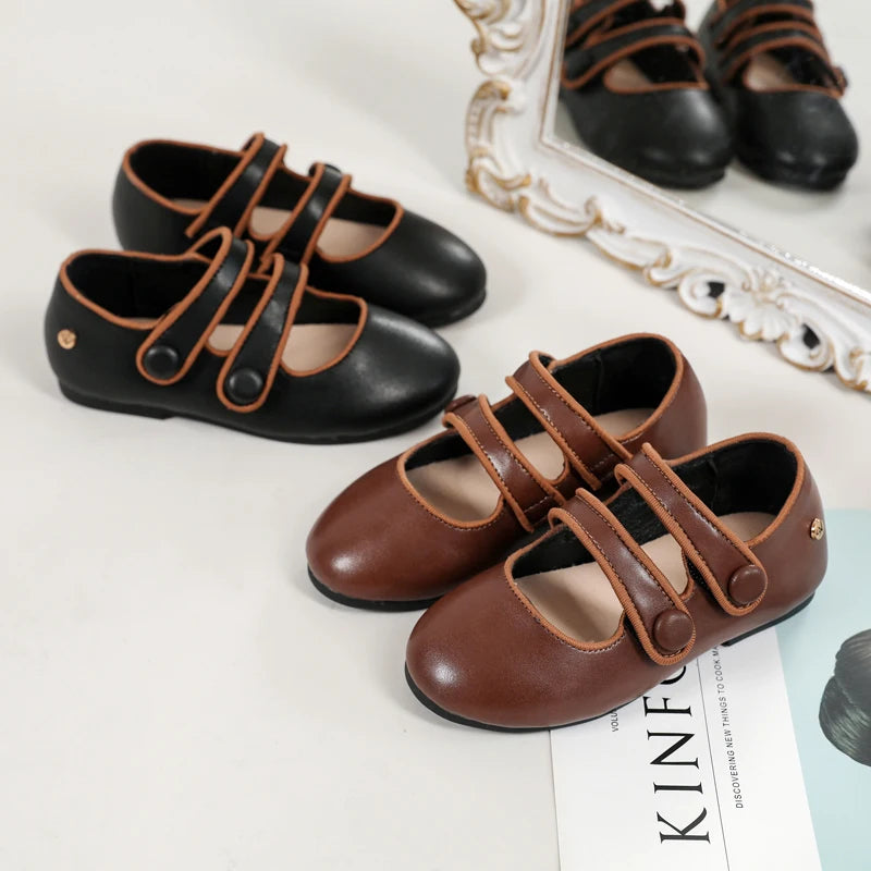 AS New Kids Shoes Children Leather Shoes Baby Girls Shoes Toddler Fashion Brown Flats Boys Moccasin Slip On Loafers Mary Jane