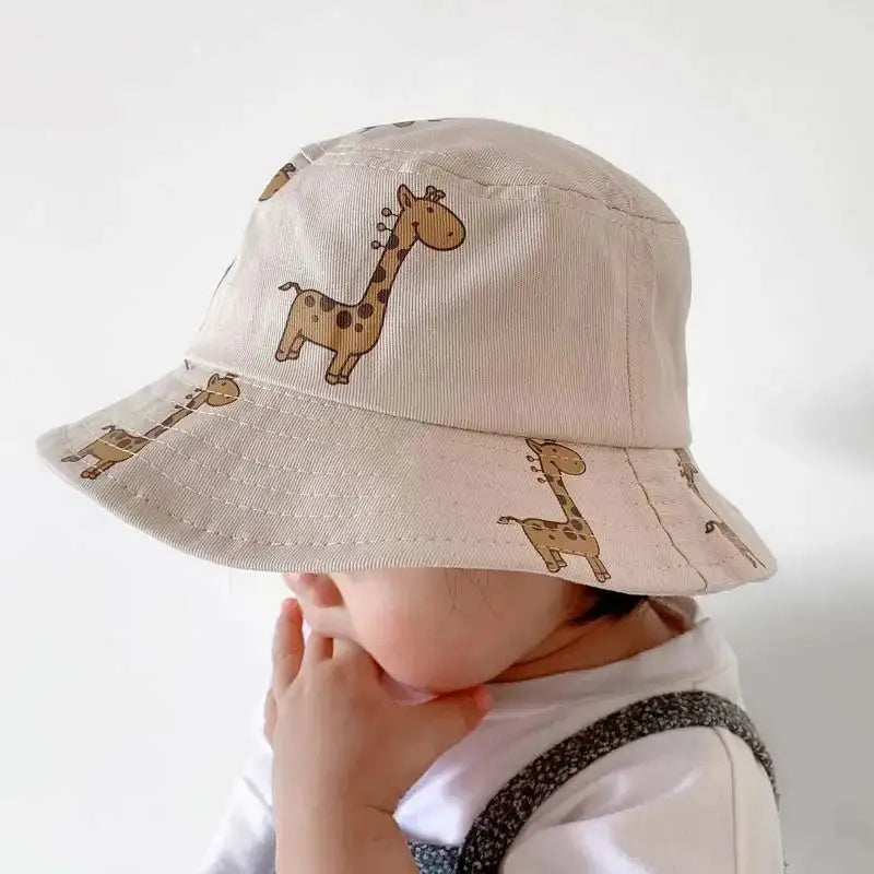 Fisherman Hat Spring Hat Children's Cartoon Foldable Basin Hat Boys Girls Summer Visor Baby Giraffe Fisherman Hat