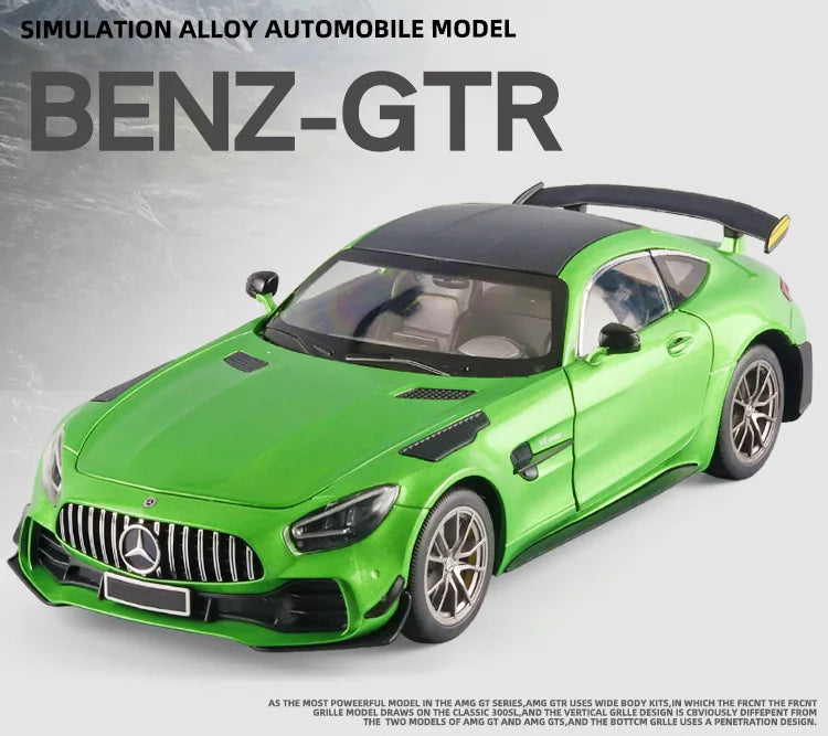 Large 1/18 Mercedes Benz AMG Gtr Model Car Metal Diecasts Vehicle Collectable Hobbies Sound & Light Miniature Toy For Boys Child