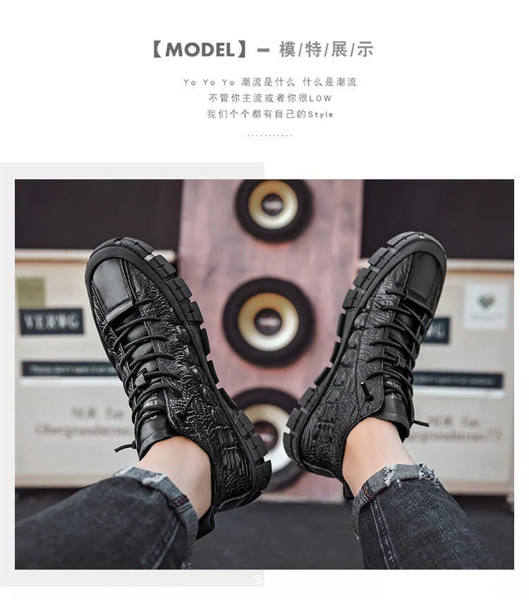 Autumn Shose Men Casual Tennis Sports Shoes 2022 New Boots Crocodile Pattern Styles Cotton Warm Korean High Sapatillas Hombre