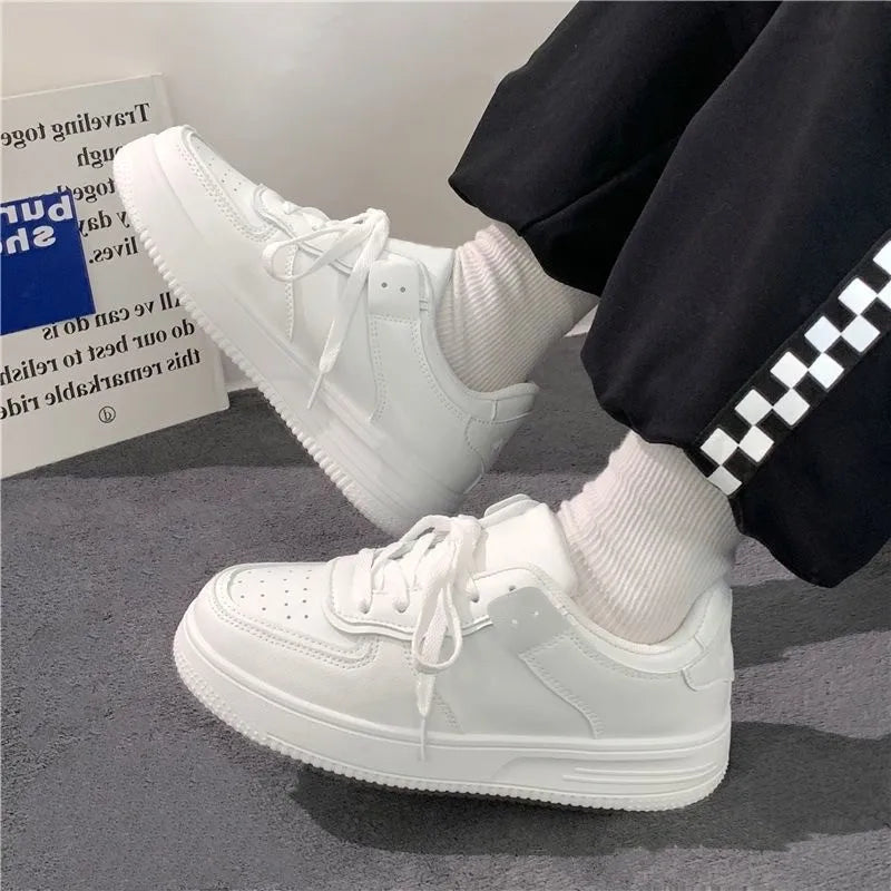 2023 Spring and Autumn New Fashion Round Head Mesh Solid Lace Up Thick Sole Sneakers Women's Versatile Single Shoe Women