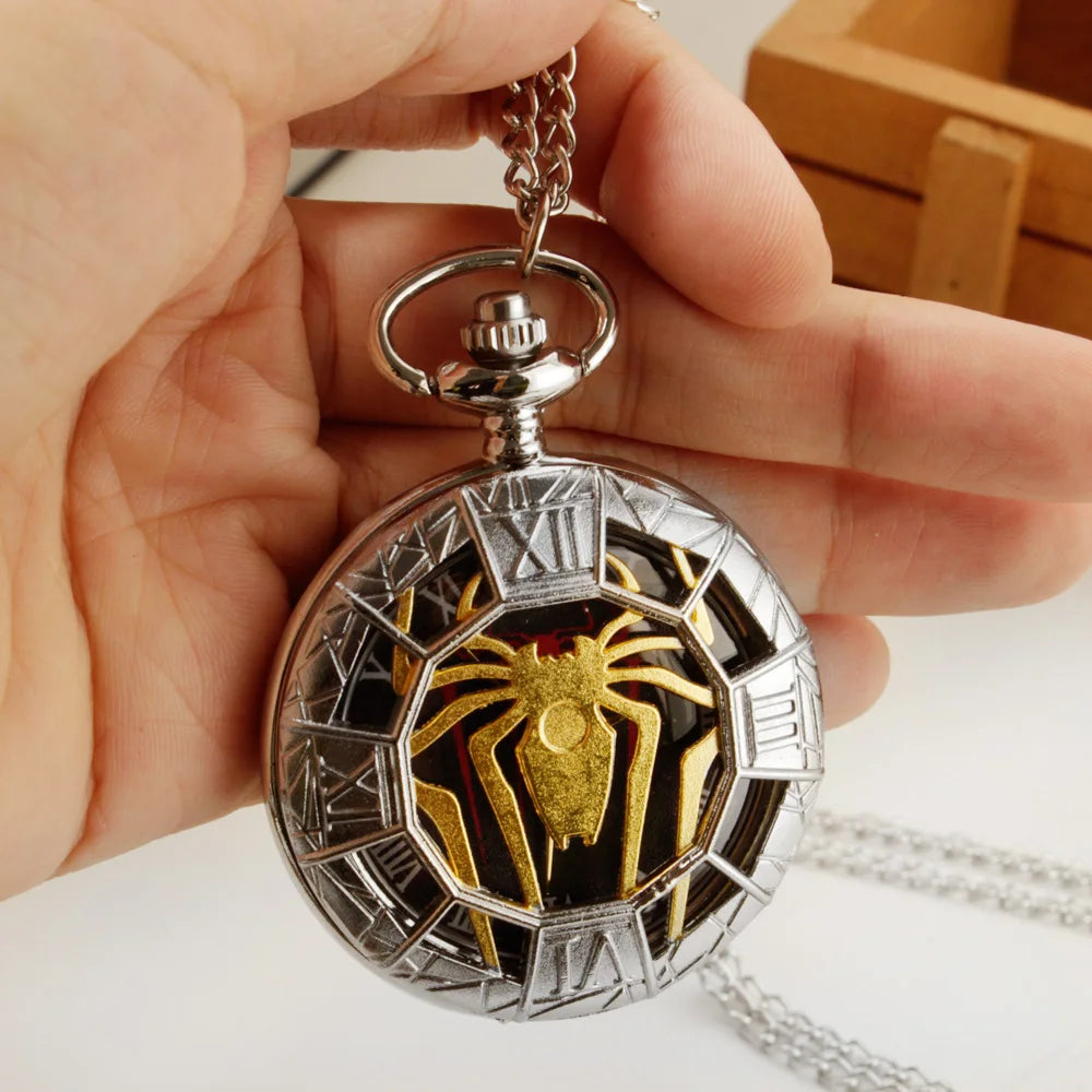 Creative Golden Spider Pattern Hollow out Design Pocket Watch Necklace Men's and Children's Vintage Gift reloj de bolsillo