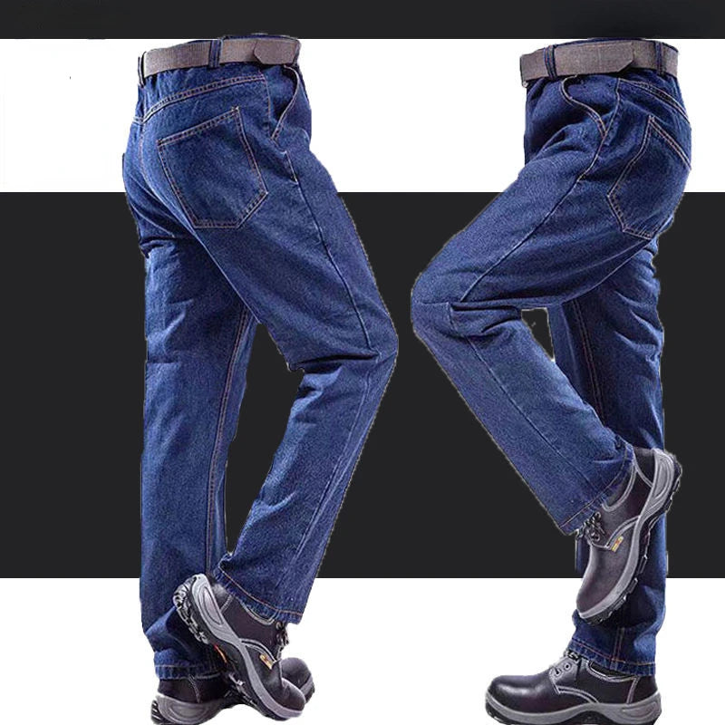 Overalls Pants Men's Clothing Trousers Wear-Resistant Anti-Scald Thickening Cotton Workwear Denim Work Pants Multiple pockets