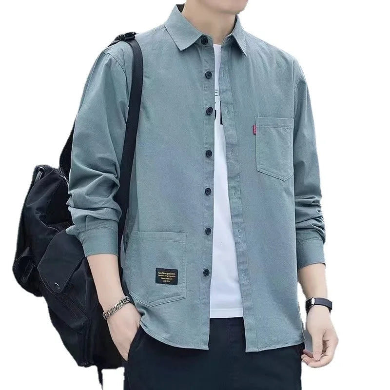 Pockets Button Handsome Turn-down Collar Shirts Spring Summer Comfortable Loose Cardigan 2023 Men's Clothing Thin Fashion Casual