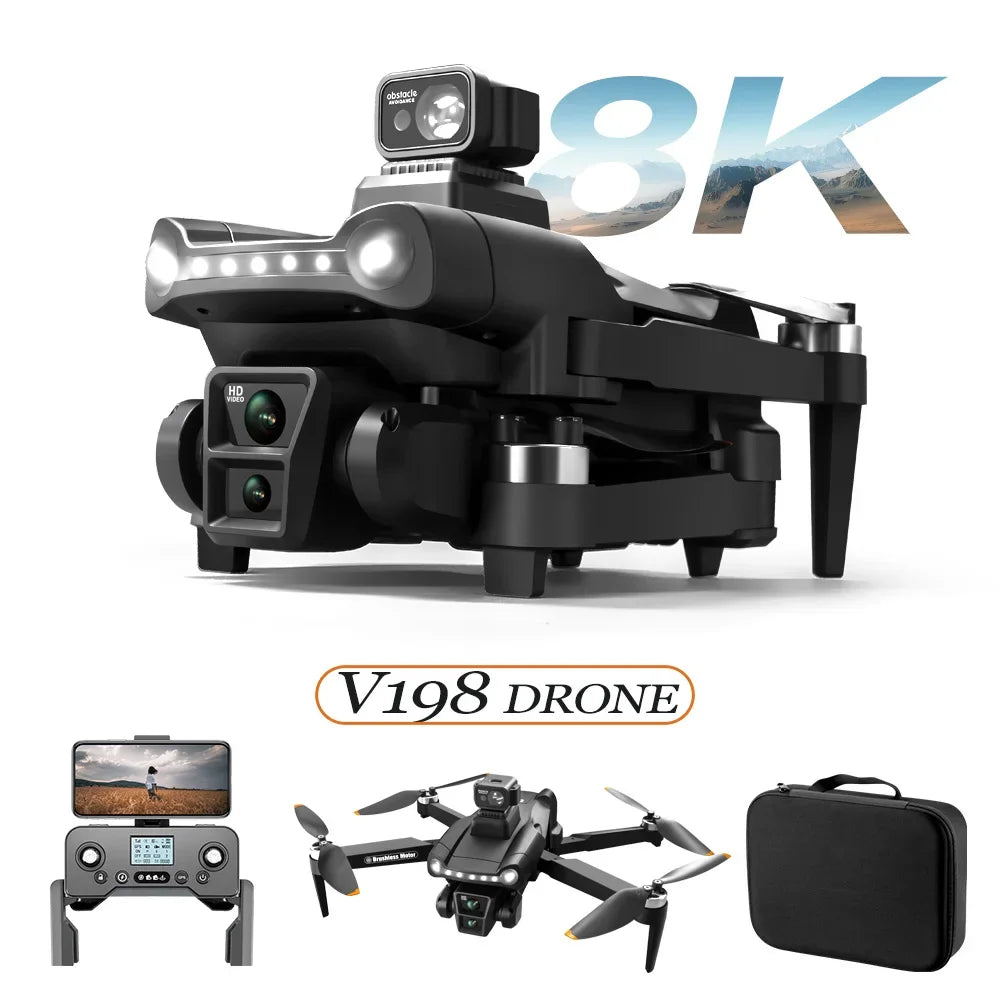 V198 MAX PRO Drone GPS 8K Professional With HD Camera 5G WIFI FPV Brushless RC Quadcopter Obstacle Avoidance Automatic Return