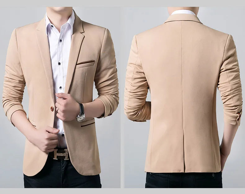 5XL-M Brand Mens Casual Blazers Spring Autumn Fashion Slim Fit Suit Jacket Single Breasted Business Office Social Blazers Hommes